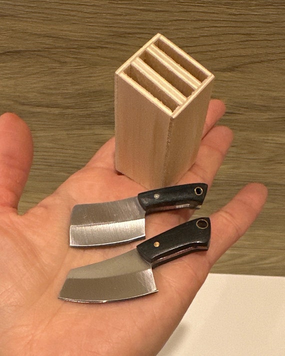 Vero mini coltello da macellaio in miniatura da cucina, coltello da  mannaia, supporto per coltello da cibo vero -  Italia