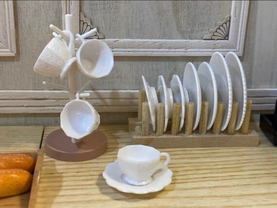 Miniatur Essgeschirr Set Puppen Porzellan Geschirr Küchengeschirr Keramik 1:12 