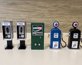 Miniature American Retro style Public phone Gas pump cola machine dollhouse decor