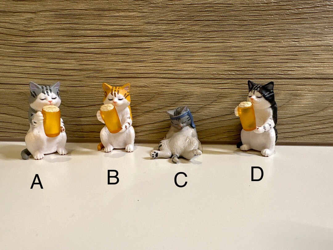 Miniature Drunk Cat Funny Cat Figurines Novelty Gift Etsy