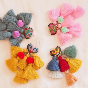 Handmade Mhong Tassel Earrings