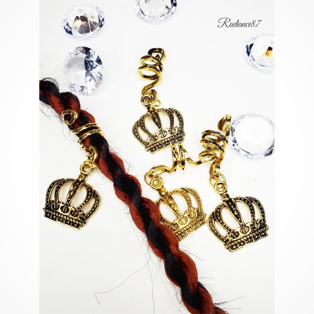 Loc Jewelry Hair Charms, Queen Loc Dangle Rings, Gold Loc Coils, Crown ...
