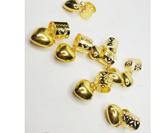 4 Heart Loc Jewelry Bead Charms, Loc Rings, Braid Jewelry, Loc Cuffs, Hair Jewelry, Dangle Loc Charms, Hair Jewelry Embellishments set of 4