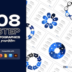Modèles d'infographie en 8 étapes - Modifiables PowerPoint, Google Slides, Apple Keynote | Conception de présentations pour les entreprises et le marketing