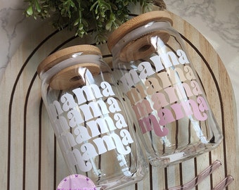Mama Glass Can | Reusable glass cup | Glass Can Cup | Beer Glass Cup | friend gift | Mother's Day Gift | Mama Can Glass |