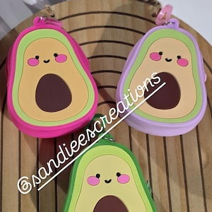 Cute Avocado silicone coin purse and keychain