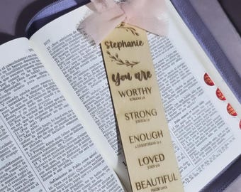 Engraved Wooden Bookmark: Personalized Christian Gift