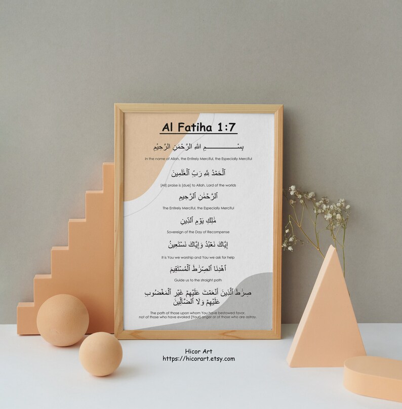 Printable Surah Al Fatiha Wall Art, Quran Verse Surah Al Fatiha ...