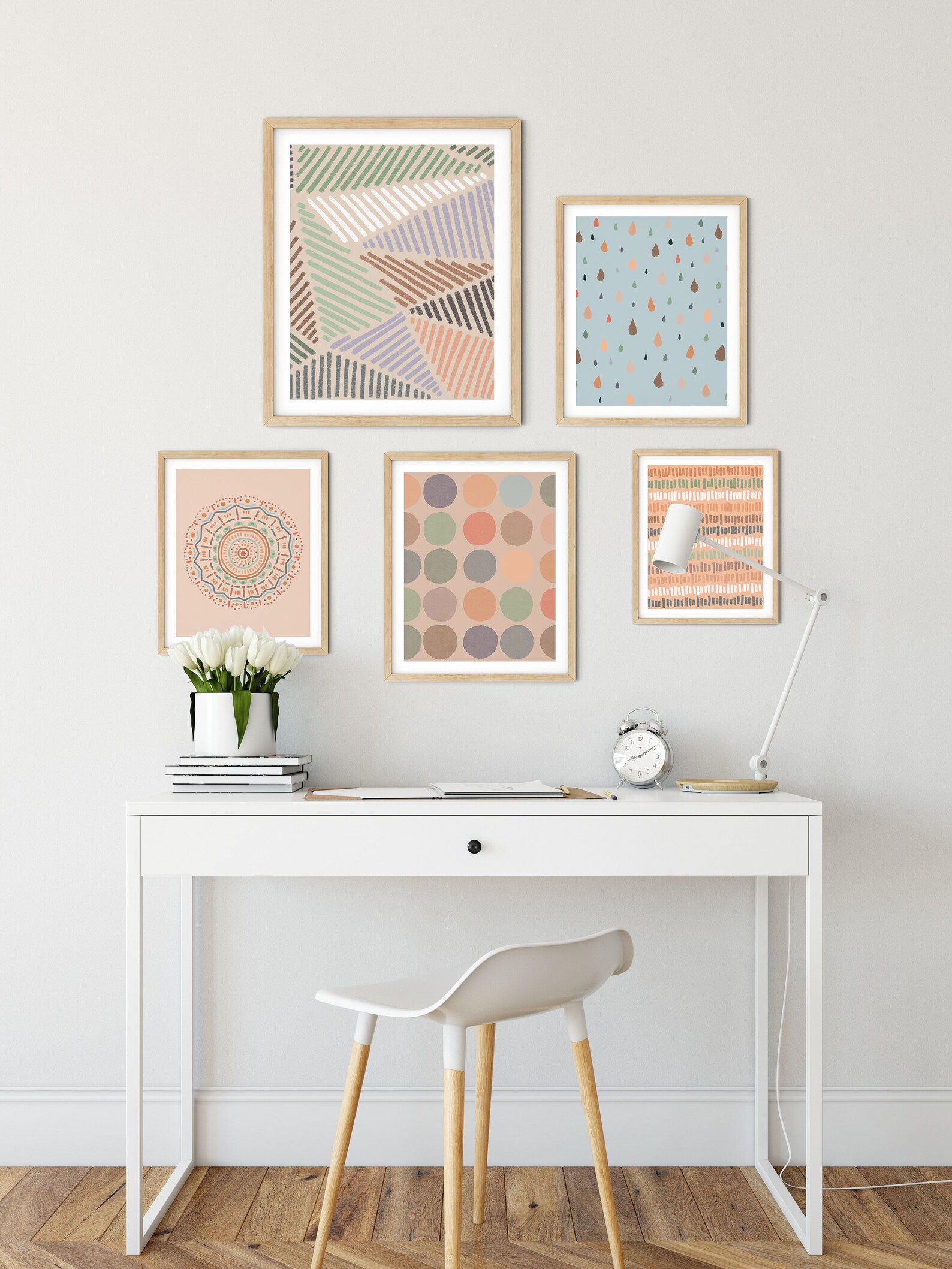 Boho Wall Art Set of 5 Prints Neutral Boho Well Decor Indie Etsy