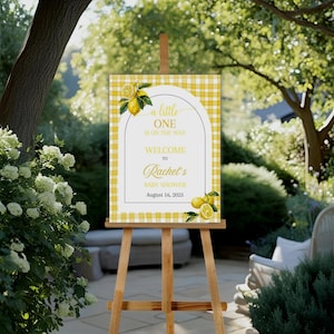 Printed Lemon Baby Shower Welcome Sign, Minimalist Citrus Baby Brunch Welcome Poster Neutral Lemonade Baby Shower Printable