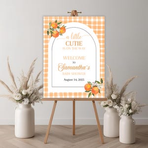 Gedruckte Citrus Babyparty Willkommensschild, Orange Babyparty, Eine kleine süße Babyparty, süße Babyparty, Orange Thema Dusche