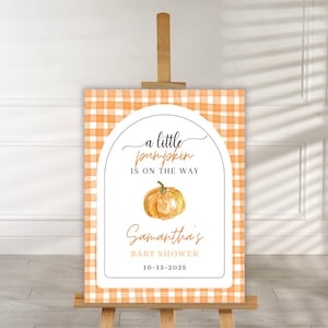 Printed Little Pumpkin Baby Shower Welcome Sign, Boho Pumpkin, Fall Baby Shower Welcome Sign, A Little Pumpkin Is On The Way