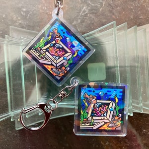PC Anemone Frutiger Aero Holographic Acrylic Keychains