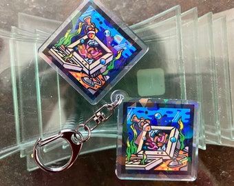 PC Anemone Frutiger Aero Holographic Acrylic Keychains