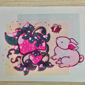 Strawberry Garden Risograph Prints