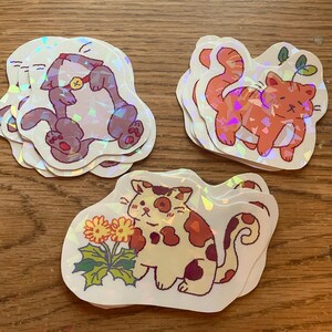MSPaint Cats Holographic Stickers