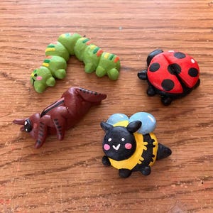 Handmade Clay Bug Pins & Magnets