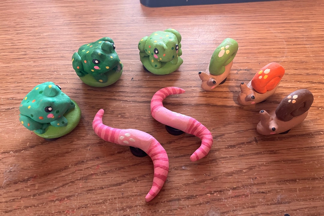 Frogs Worms and Snails Handmade Clay Etsy