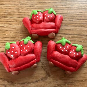 Handmade Clay Strawberry Couch Fridge Magnets