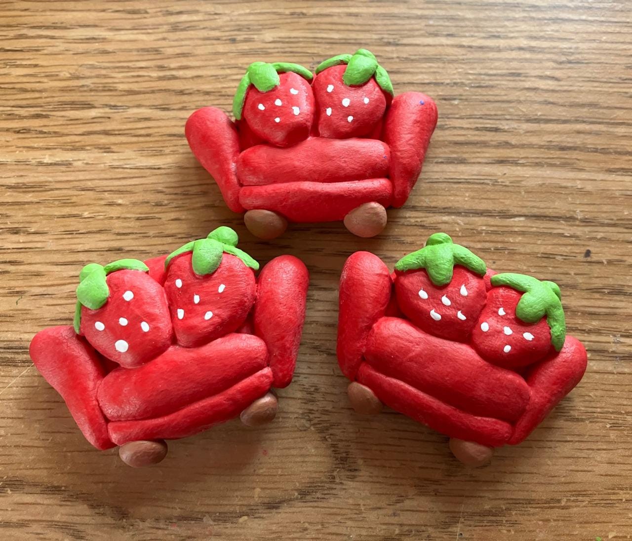Strawberry Couch | Handmade Polymer Clay Magnet - Etsy