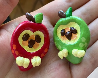 Apple Owls | Handmade Polymer Clay Pins