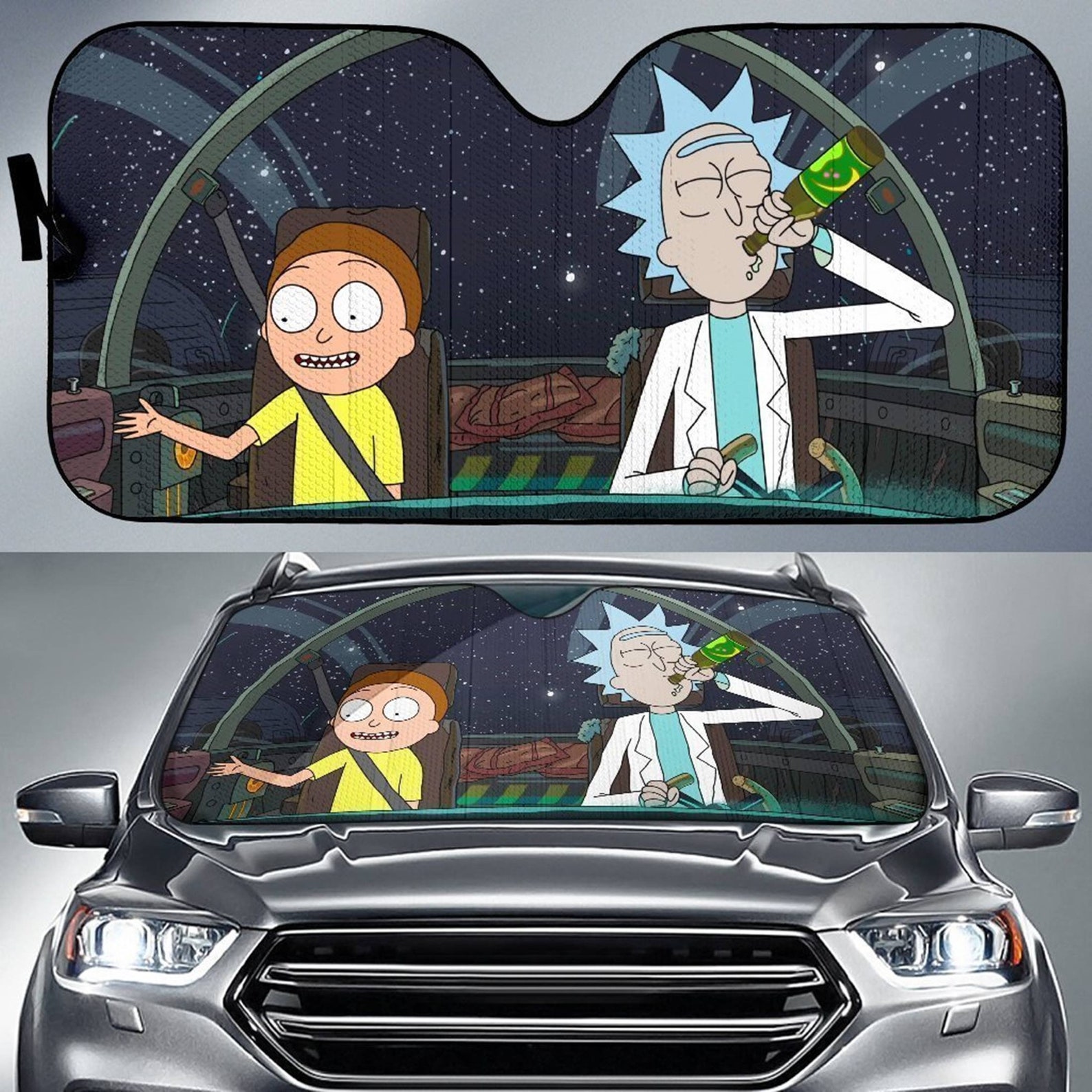 Rick &Morty Nave Espacial Cartoon Auto Sun Shade Etsy
