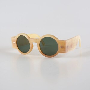 Round Frame Sunglasses | Genuine Natural Horn Frames | Uv400 Protective Lens