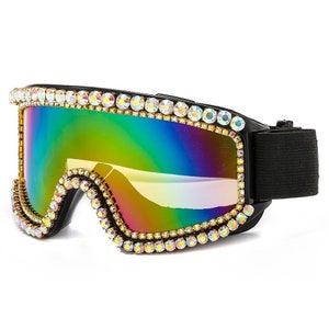 Rhinestone Trimmed Sports Goggles | Oversized Steampunk Glasses | Protective Eyewear