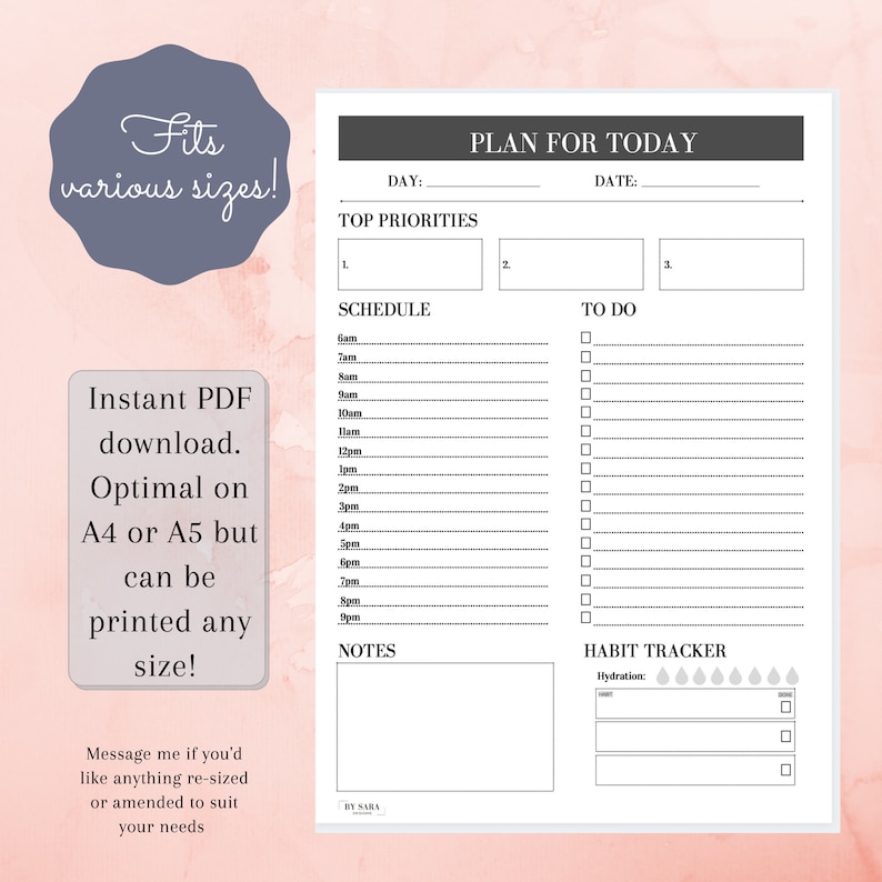 Daily Planner PRINTABLE Stationery Daily to Do List / Productivity ...