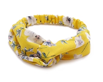 Summer Yellow Floral Cloth Blend Elastic Hair Band