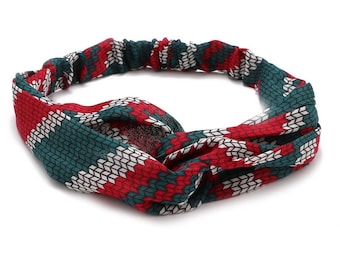 Geometric Red and Green Multicolor Elastic Hair Band