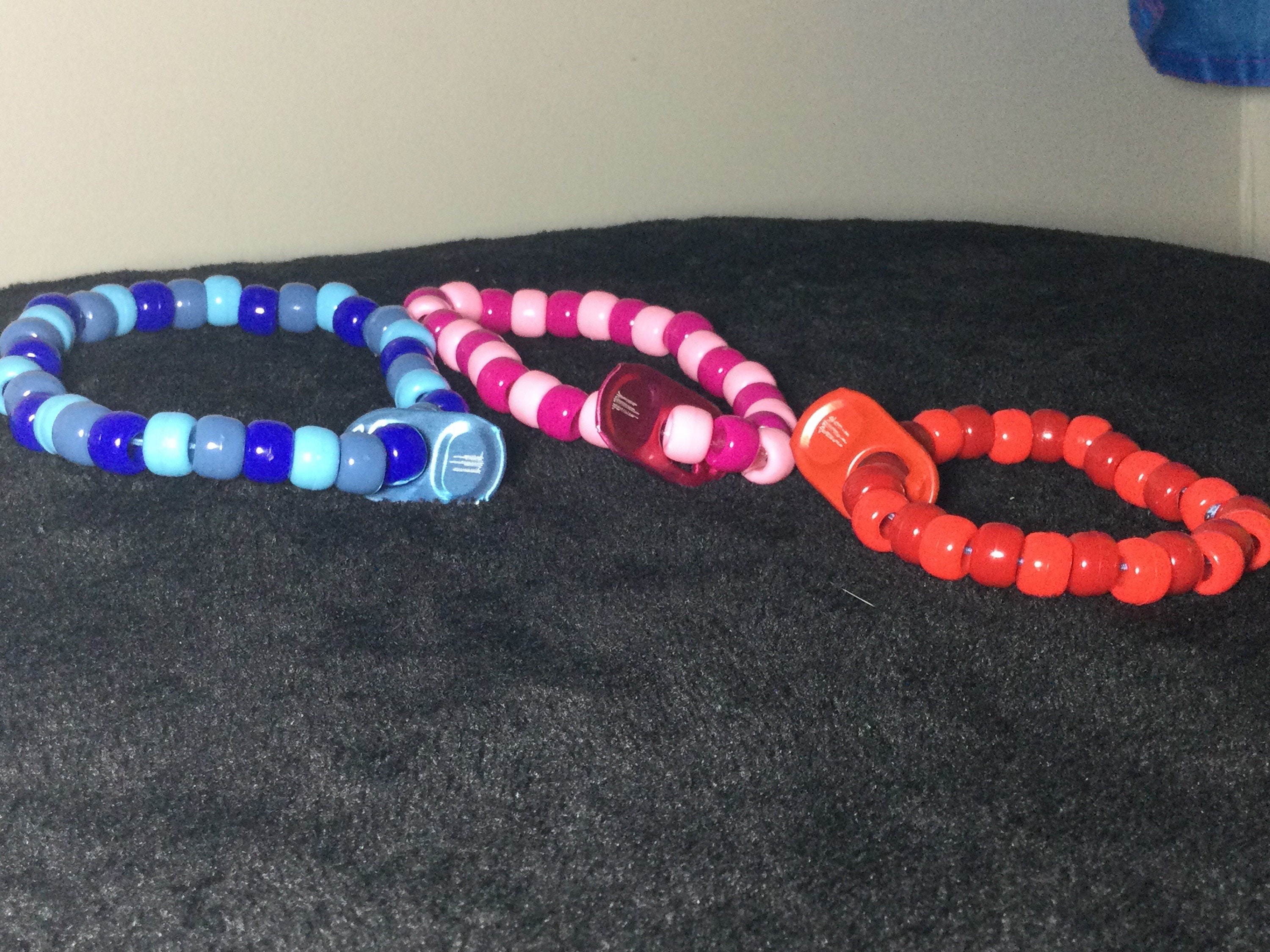 3 Monster energy kandi bracelets pink blue red Etsy