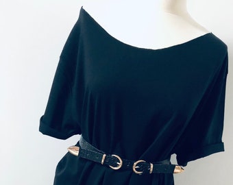 All Sizes Black Off The Shoulder Oversize T-Shirt