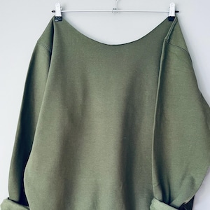 Khaki Olivgrün Aus Der Schulter Langes Sweatshirt