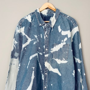 Tie Dye Blue Denim Oversize Shirt - Shacket
