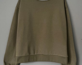 Schulterfreies Sweatshirt in allen Größen, Khaki, Salbeigrün, Übergröße