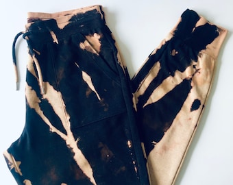 Pantalon de jogging noir tie-dye à revers