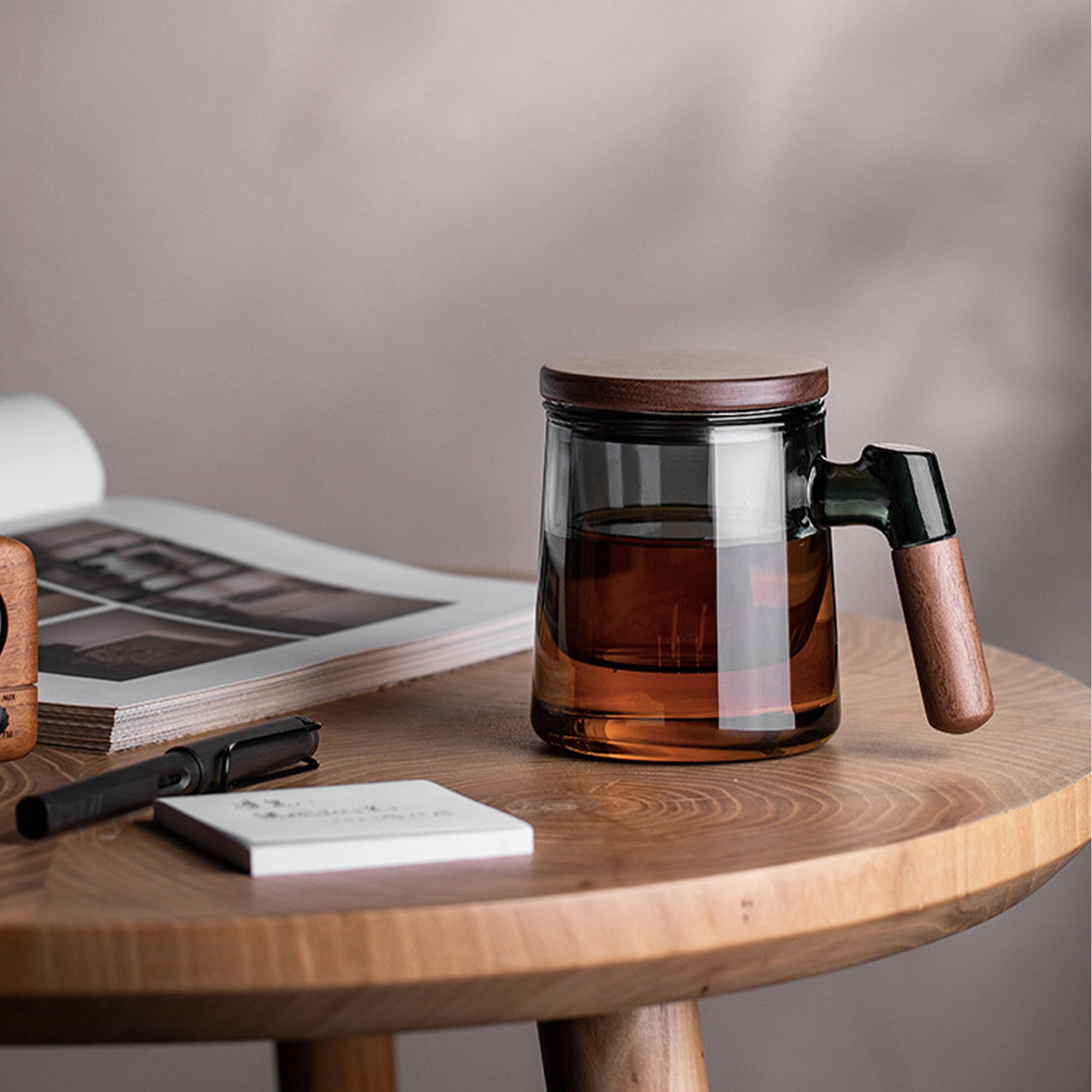 Japanese Rounded Walnut Wood Tea Cup Lid/Coaster - MASU