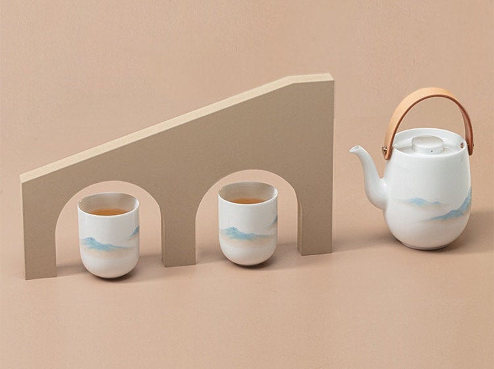 Minimalist Handmade tea gift set 1 tea pot 1 tray 2 cups 1 Etsy