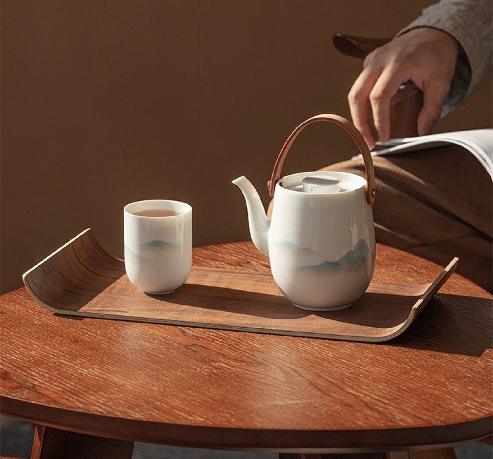 Minimalist Handmade tea gift set 1 tea pot 1 tray 2 cups 1 Etsy