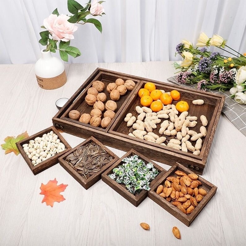 Wooden Tea/coffee Tray Set of 7 Coffee/breakfast Serving With Etsy