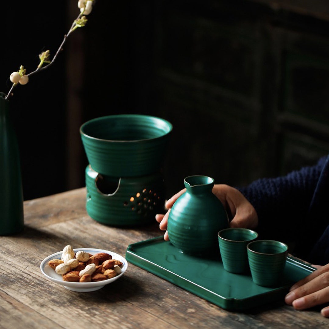 Vintage Handmade Sake Set 1 Saki Pot 2 or 4 Cups 1 Warmer Etsy