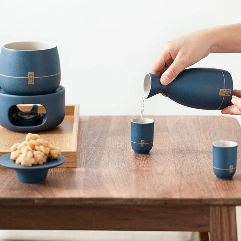 Vintage Sake Set of 7 or 9 1 Saki Pot 1 Sake Warmer 4 or 6 Etsy