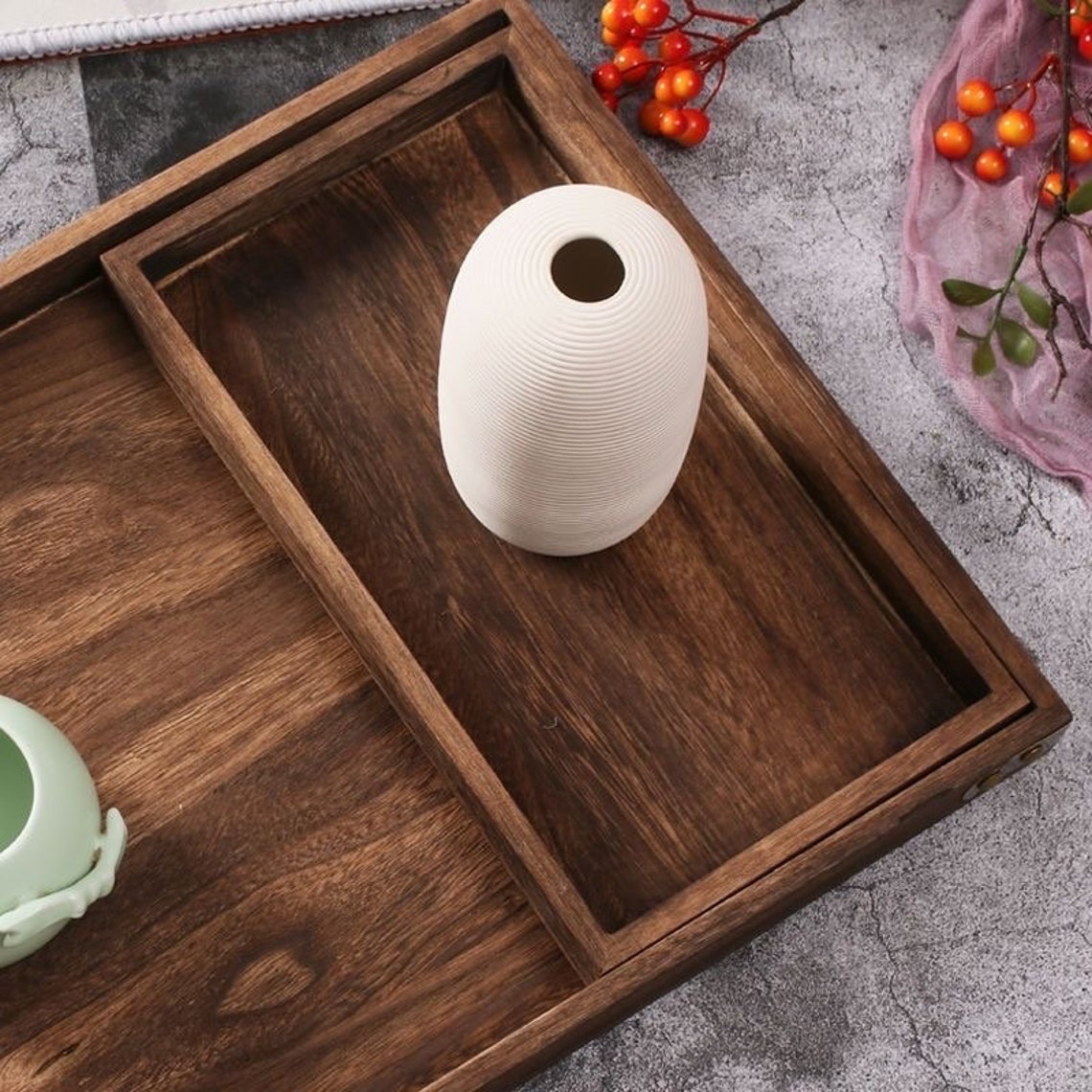 Wooden Tea/coffee Tray Set of 7 Coffee/breakfast Serving With Etsy