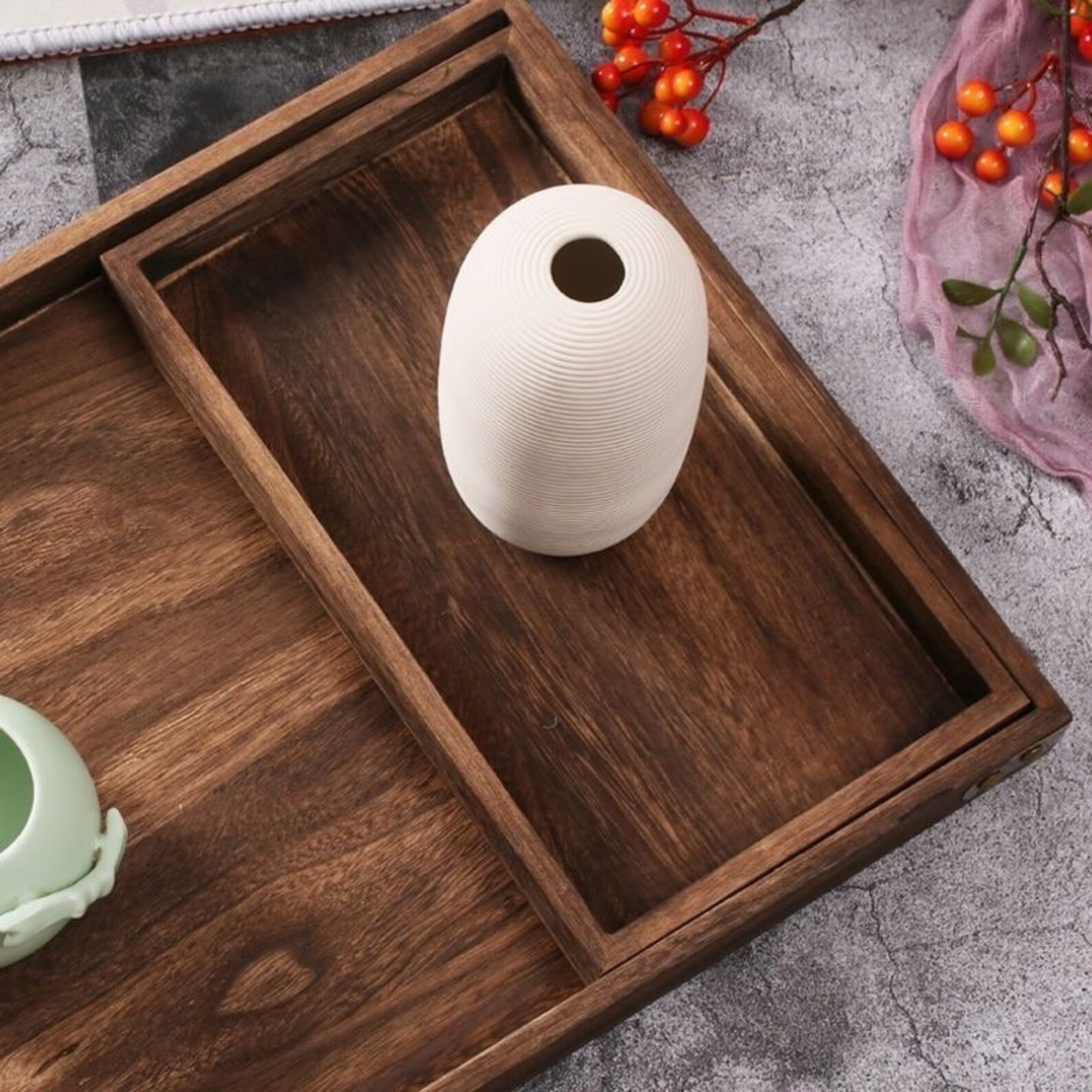 Wooden Tea/coffee Tray Set of 7 Coffee/breakfast Serving With Etsy