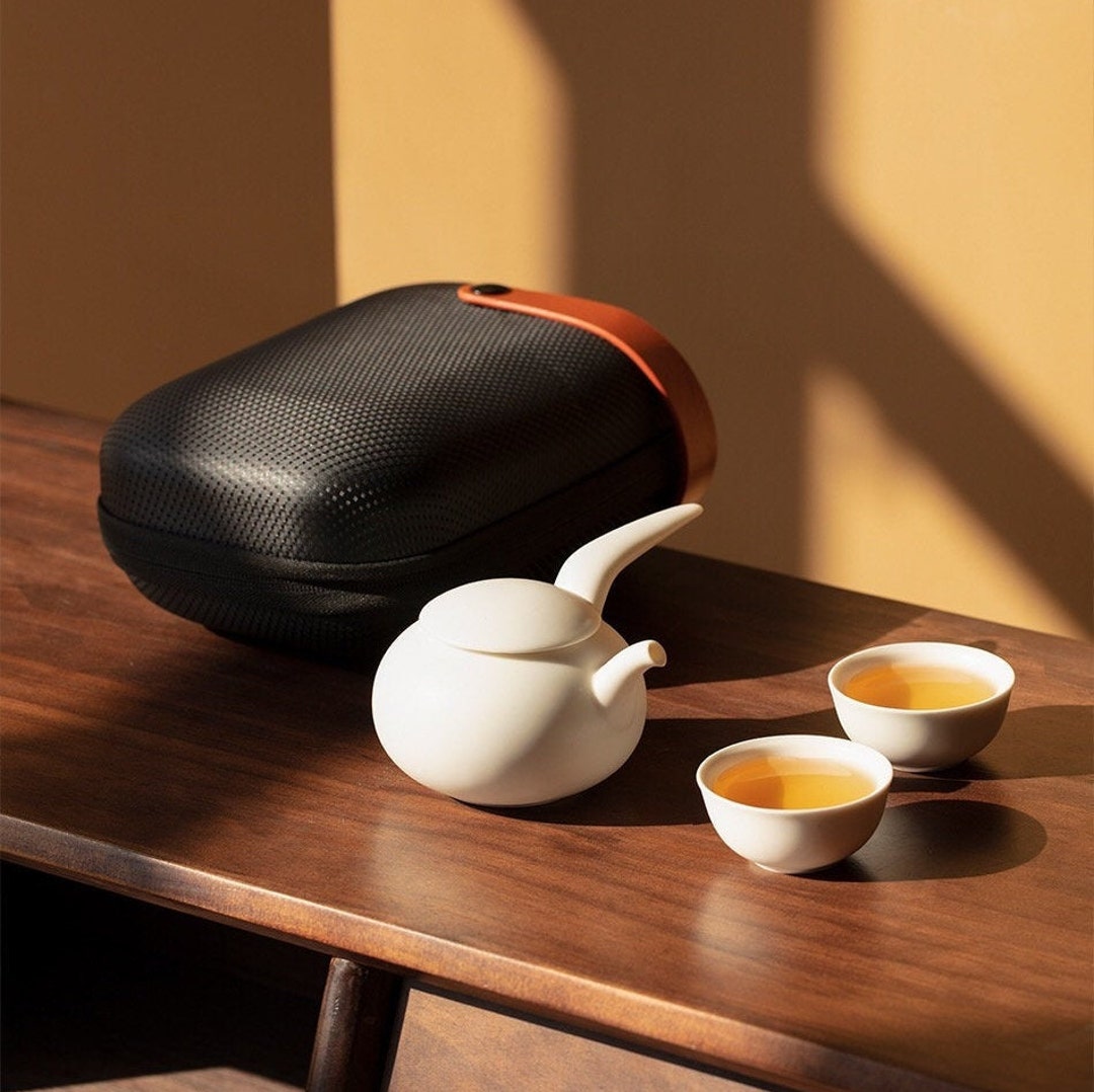 Handmade Travel Tea Set With Case 1 Teapot 2 Cups Minimal Etsy
