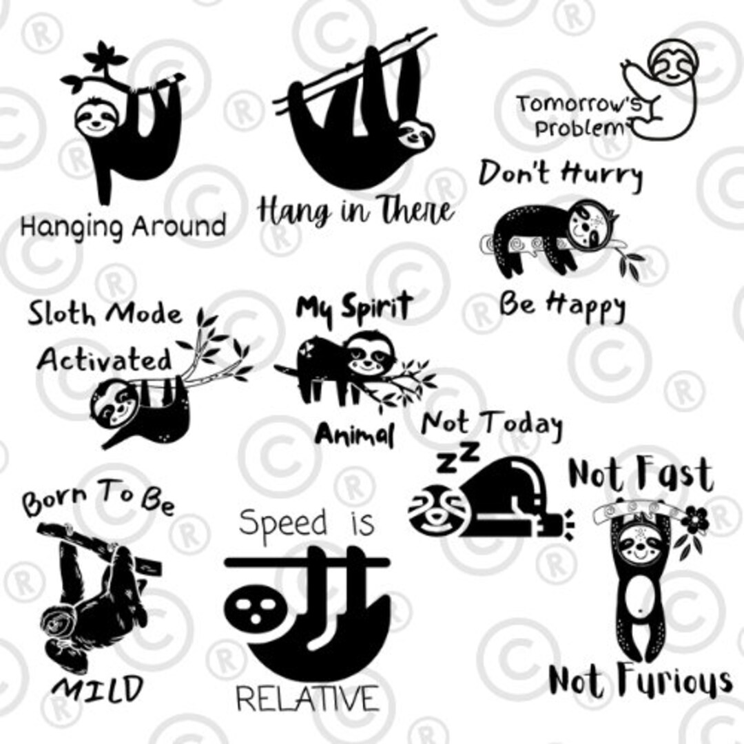 Sloth Life Svg Bundle Sloth Clipart Bundle Funny Sloth Svg Bundle Sloth