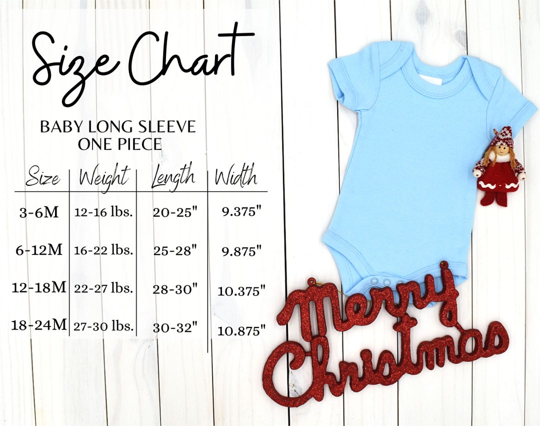 Christmas Size Chart Baby Onesie Sizes Onesie Chart Png Etsy