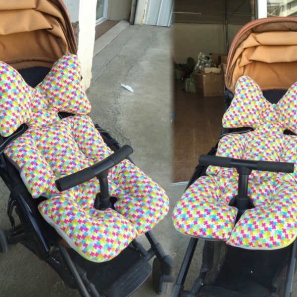 Kinderwagen Kissenauflage 100% Baumwolle Kinderwagenauflage Liner Matte CarSeat Stuhlkissen, Alle Modelle Kompatibel Hochwertiges Kinderwagenkissen Kinder