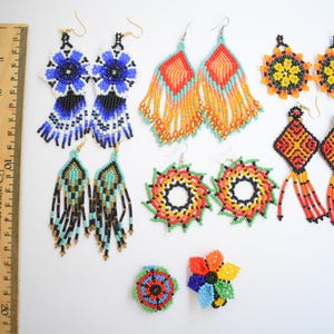Jewelry set - earrings and rings  | huichol yewelry, mexican jewelry, handmade earrings and rings